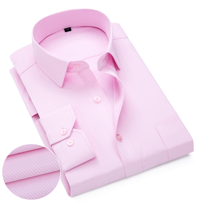 Dress Shirt Non-Iron - 핑크 화이트 블루 능직 남성 정장