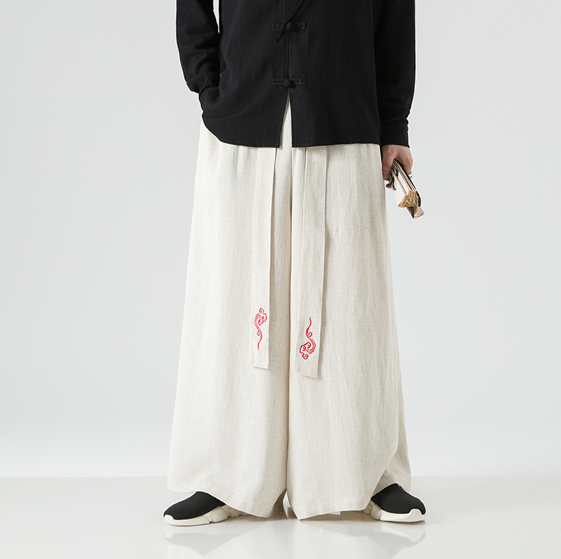 Men'S Fashion Linen Pants - 남성용 리넨 와이드 레그 팬츠, 남성