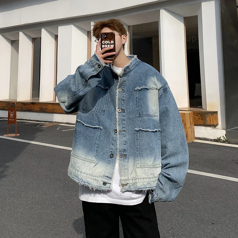 Men'S Fashion Linen Pants - 미국 레트로 힙합 로우 엣지 데님
