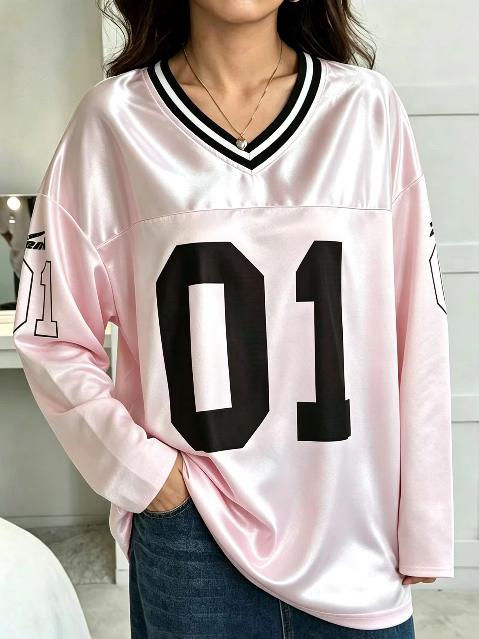 Men'S Fashion Designer - 남녀공용 빈티지 긴소매 오버사이즈 01 넘버