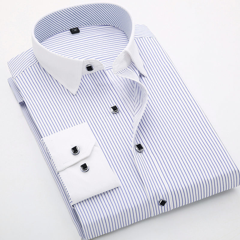 Dress Shirt Non-Iron - 남성용 버튼다운 셔츠, 긴팔 스트라이프 셔츠,