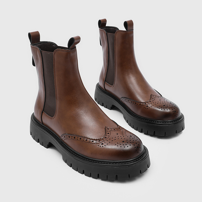 Chelsea Boots Men - 고급 남성 첼시 부츠 카빙드 치마니