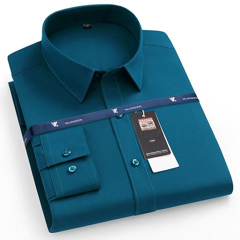 Dress Shirt Non-Iron - 남성용 스트레치 긴 소매 셔츠 레저
