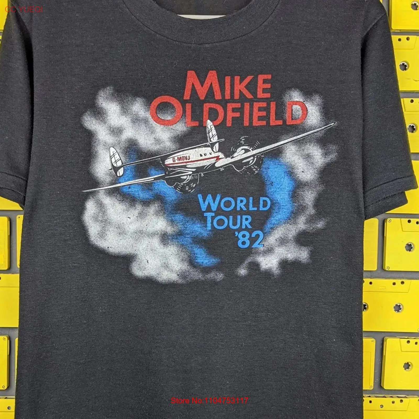 Mens Fashion World - Mike Oldfield WORLD TOUR 블랙 티셔츠