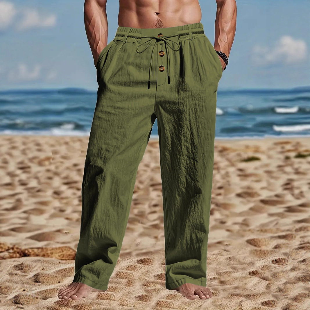 새로운 남성용 면과 린넨 캐주얼 통기성 바지, 세련된  - Men'S Fashion Linen Pants 리뷰 및 가격