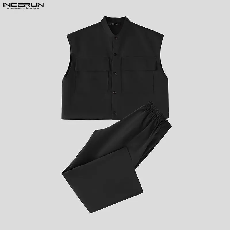 INCERUN 남성 세트 솔리드 민소매 크롭 탑 셔츠  - Men'S Fashion Designer 리뷰 및 가격