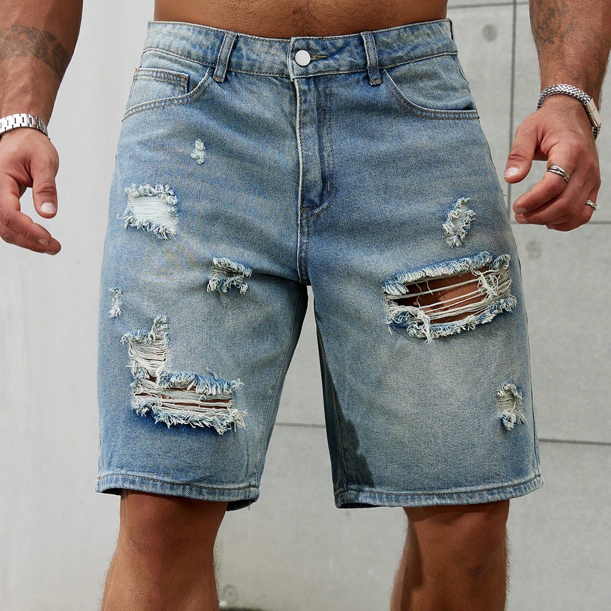 남성용 찢어진 짧은 청바지 브랜드 의류, 버뮤다 여름  - Men'S Fashion Jeans 리뷰 및 가격