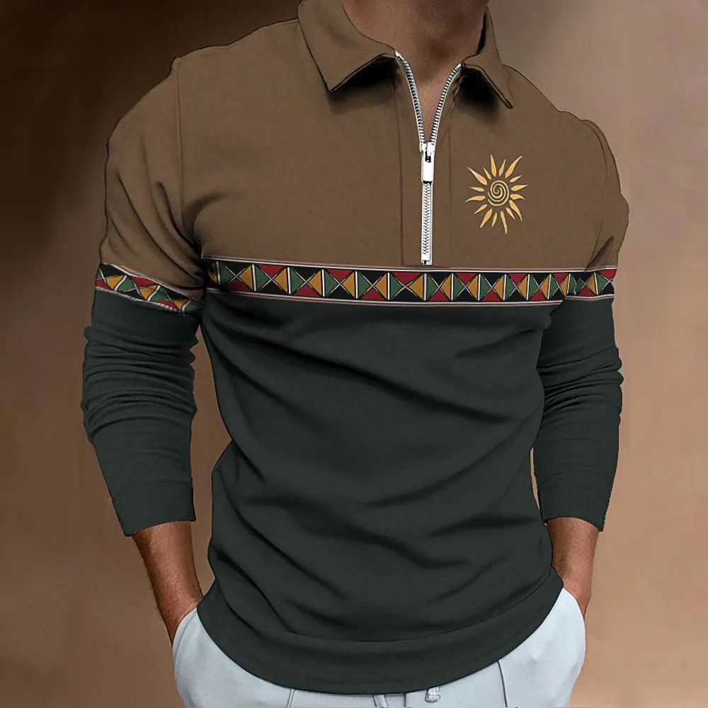 남성용 레트로 컬러 블로킹 프린트 폴로 셔츠, 패션 스 - Men'S Fashion Golf Clothing 리뷰 및 가격
