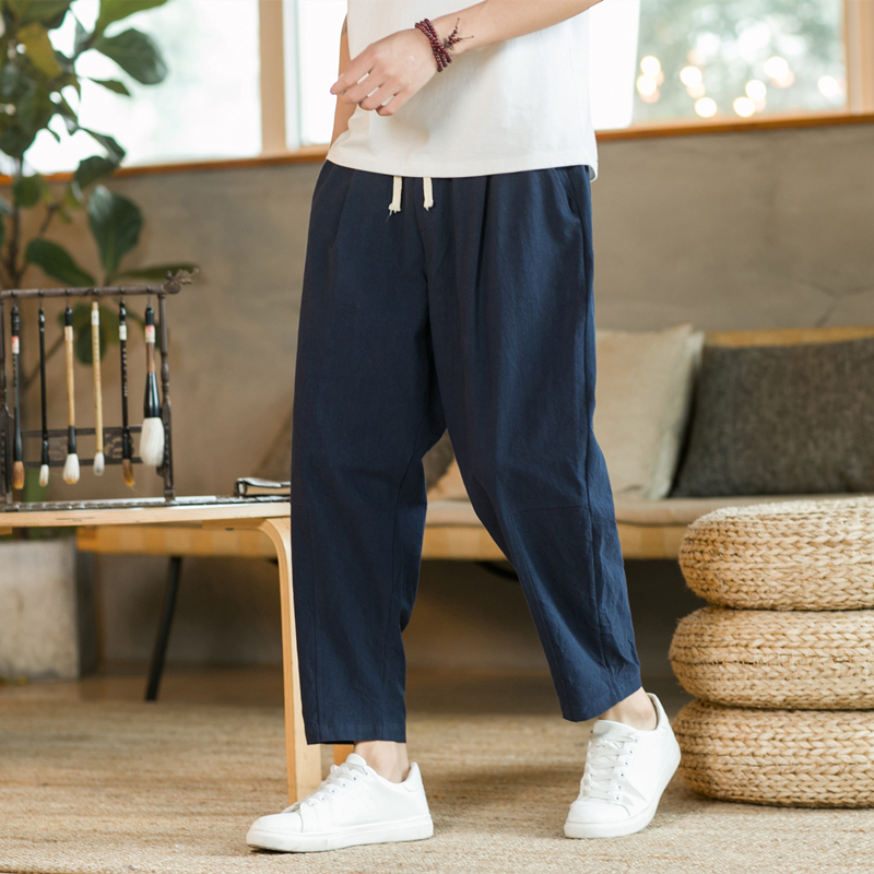 남성 바지 코튼 린넨 패션 캐주얼 바지 솔리드 컬러 통 - Men'S Fashion Linen Pants 리뷰 및 가격