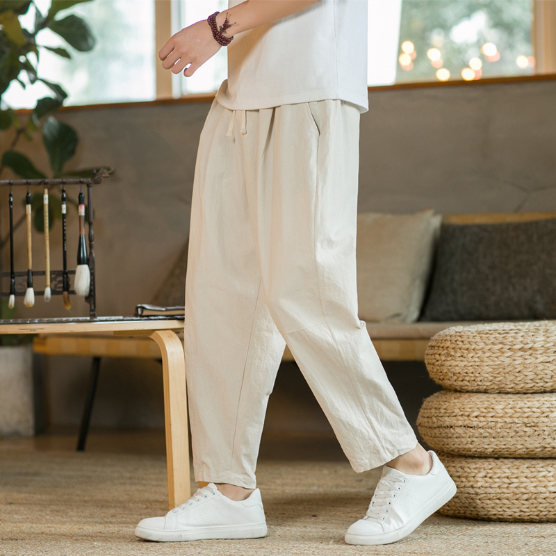 남성 바지 코튼 린넨 패션 캐주얼 바지 솔리드 컬러 통 - Men'S Fashion Linen Pants 리뷰 및 가격