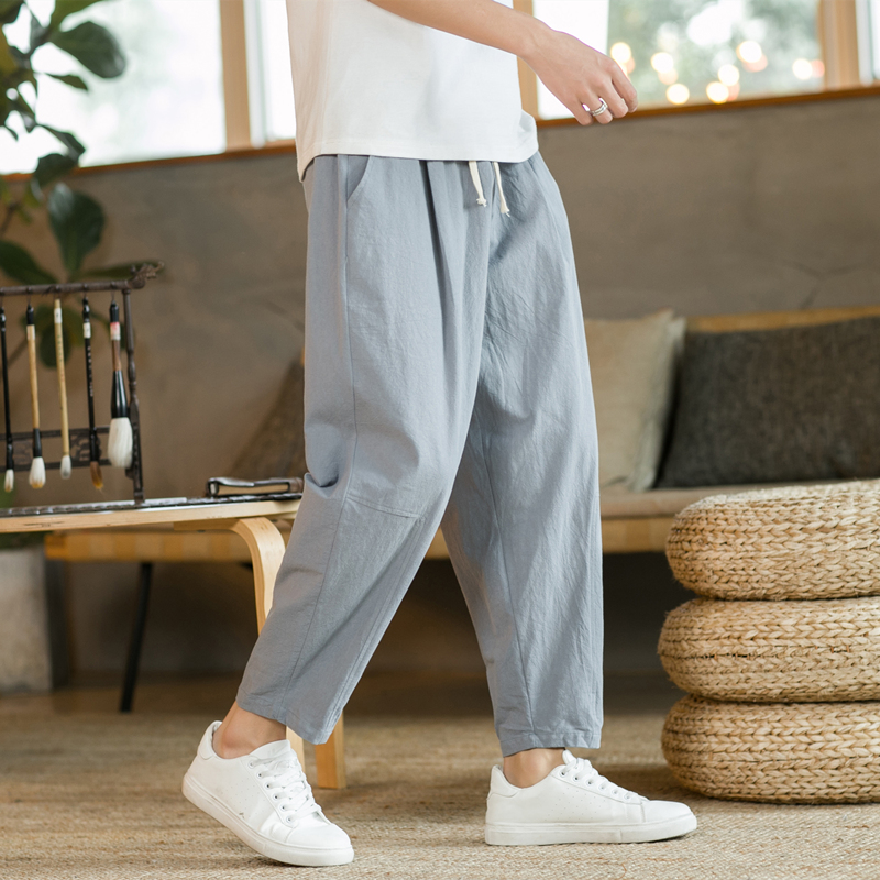 남성 바지 코튼 린넨 패션 캐주얼 바지 솔리드 컬러 통 - Men'S Fashion Linen Pants 리뷰 및 가격