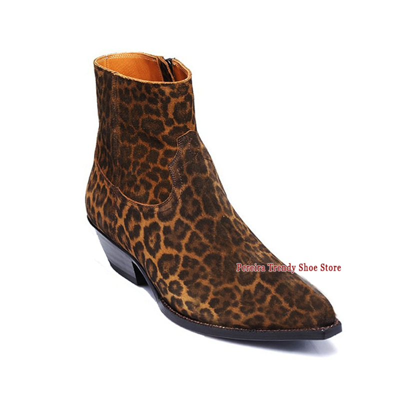 레오파드 프린트 두꺼운 굽 첼시 부츠 트렌디 레트로 천 - Chelsea Boots Men 리뷰 및 가격