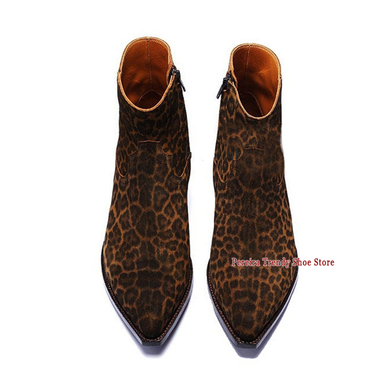 레오파드 프린트 두꺼운 굽 첼시 부츠 트렌디 레트로 천 - Chelsea Boots Men 리뷰 및 가격
