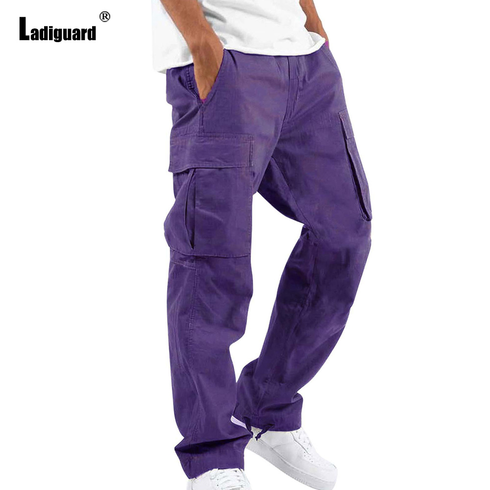 남성용 멀티 포켓 바지, 카고 팬츠, 단색, 보라색,  - Mens Fashion Cargo Pants 리뷰 및 가격